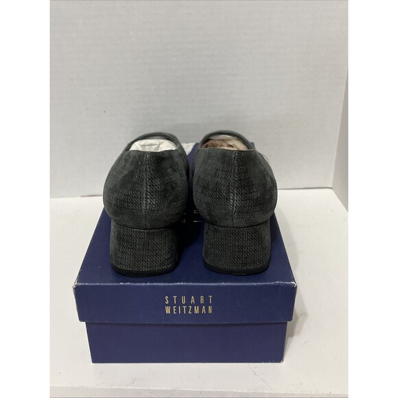 Stuart Weitzman Any day Gray Scottish Napa Block Heels Size 9.5M Pump Square Toe - Picture 5 of 8